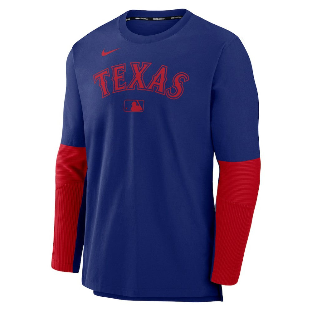 Texas Rangers Nike Authentic Collection Player Dri-FIT Lightweight Pullover  - Royal/Red Pullover