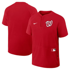 Washington Nationals Nike Authentic Collection Raglan Short Sleeve Windshirt - Red