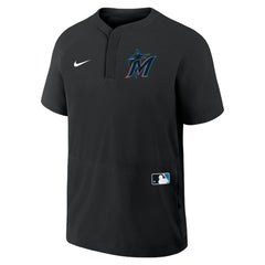 Miami Marlins Nike Authentic Collection Raglan Short Sleeve Windshirt - Black
