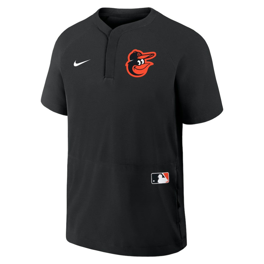Baltimore Orioles Nike Authentic Collection Raglan Short Sleeve Windshirt - Black