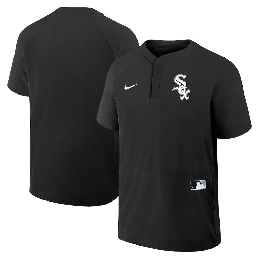 Chicago White Sox Nike Authentic Collection Raglan Short Sleeve Windshirt - Black