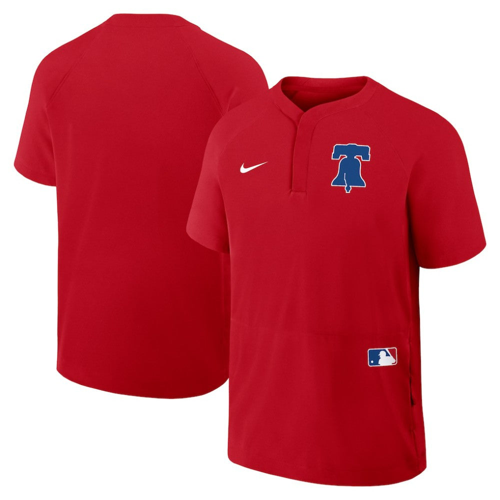 Philadelphia Phillies Nike Authentic Collection Raglan Short Sleeve Windshirt - Red