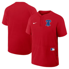 Philadelphia Phillies Nike Authentic Collection Raglan Short Sleeve Windshirt - Red