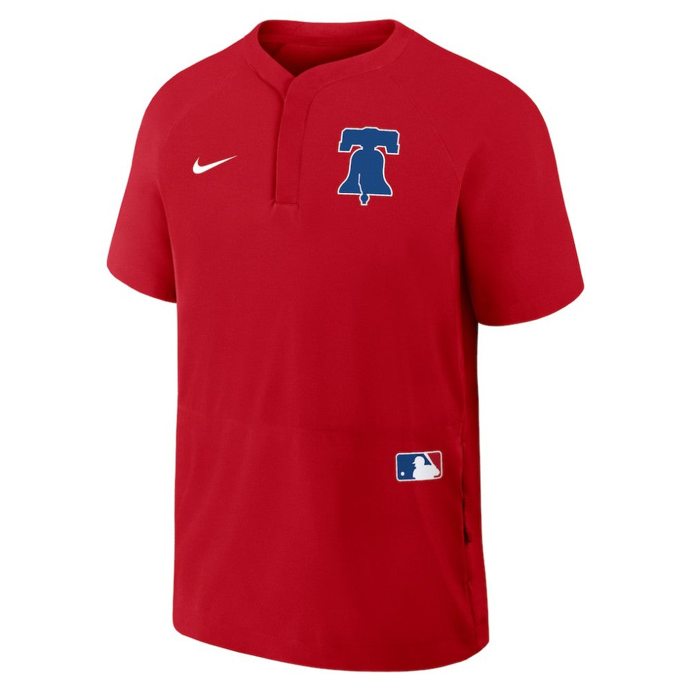 Philadelphia Phillies Nike Authentic Collection Raglan Short Sleeve Windshirt - Red