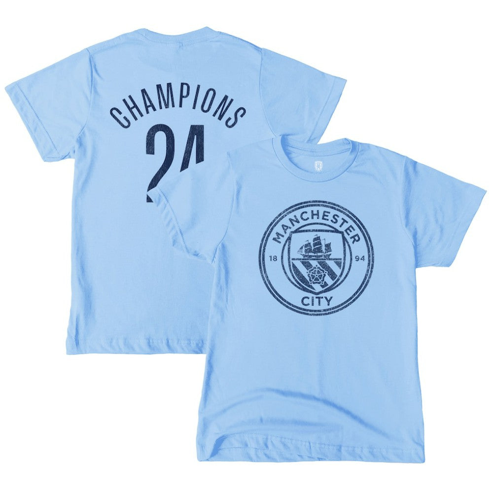 Manchester City 1863FC Youth 2024 Premier League Champions T-Shirt Sky Blue
