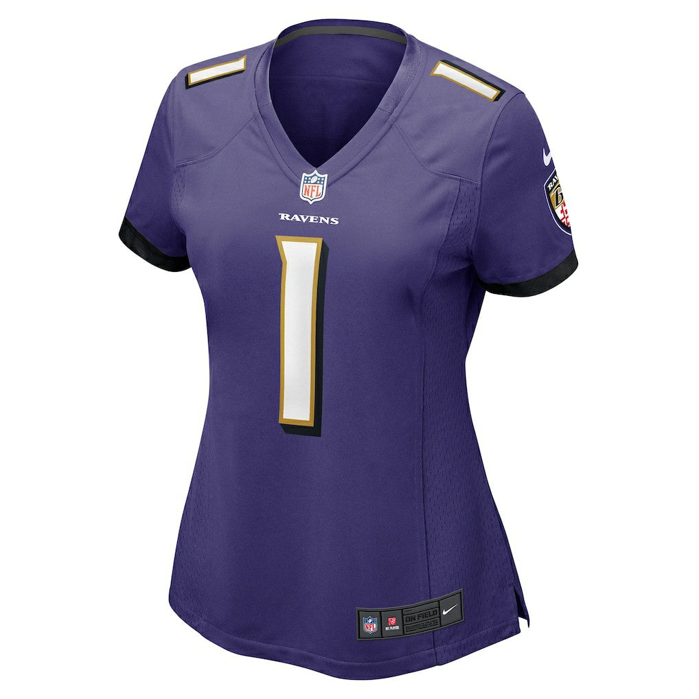 Number 1 Bride Baltimore Ravens Women's Game Jersey Purple
