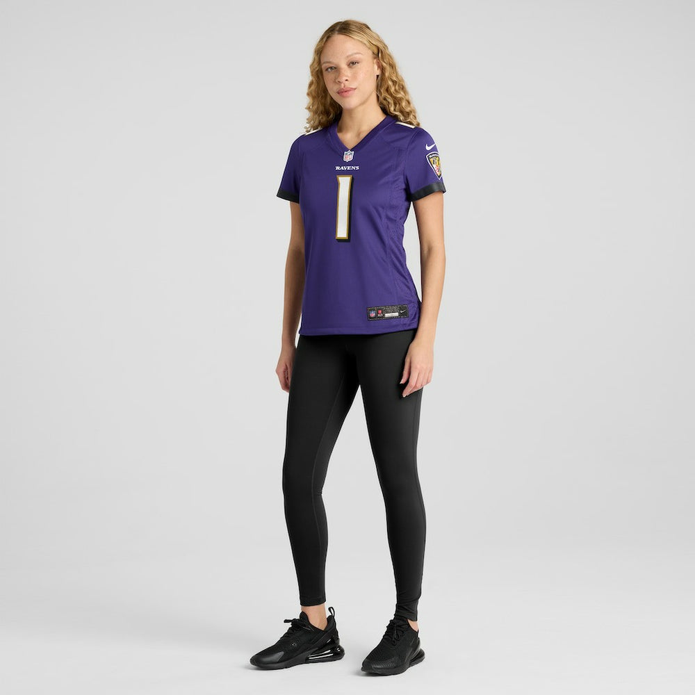 Number 1 Bride Baltimore Ravens Women's Game Jersey Purple