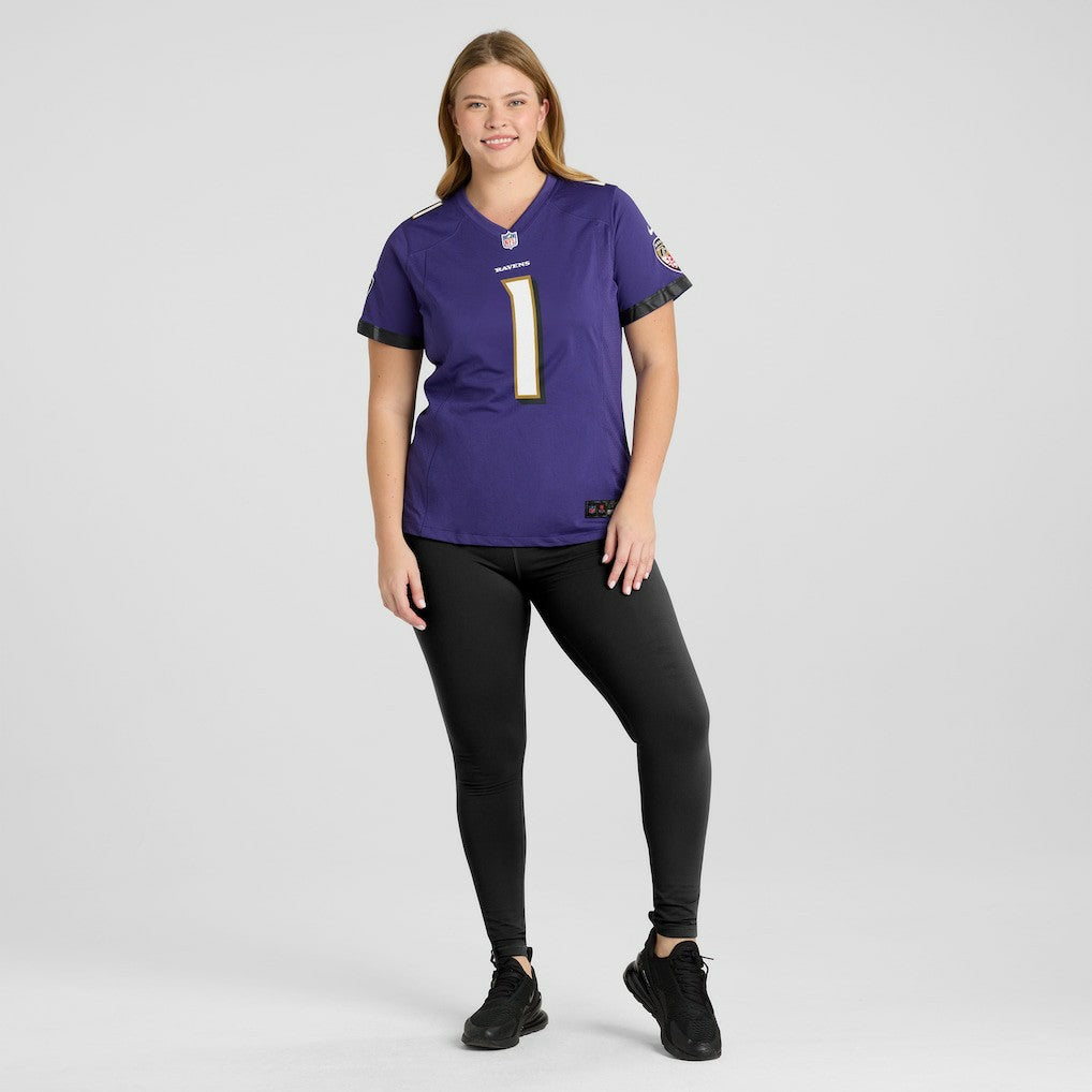 Number 1 Bride Baltimore Ravens Women's Game Jersey Purple