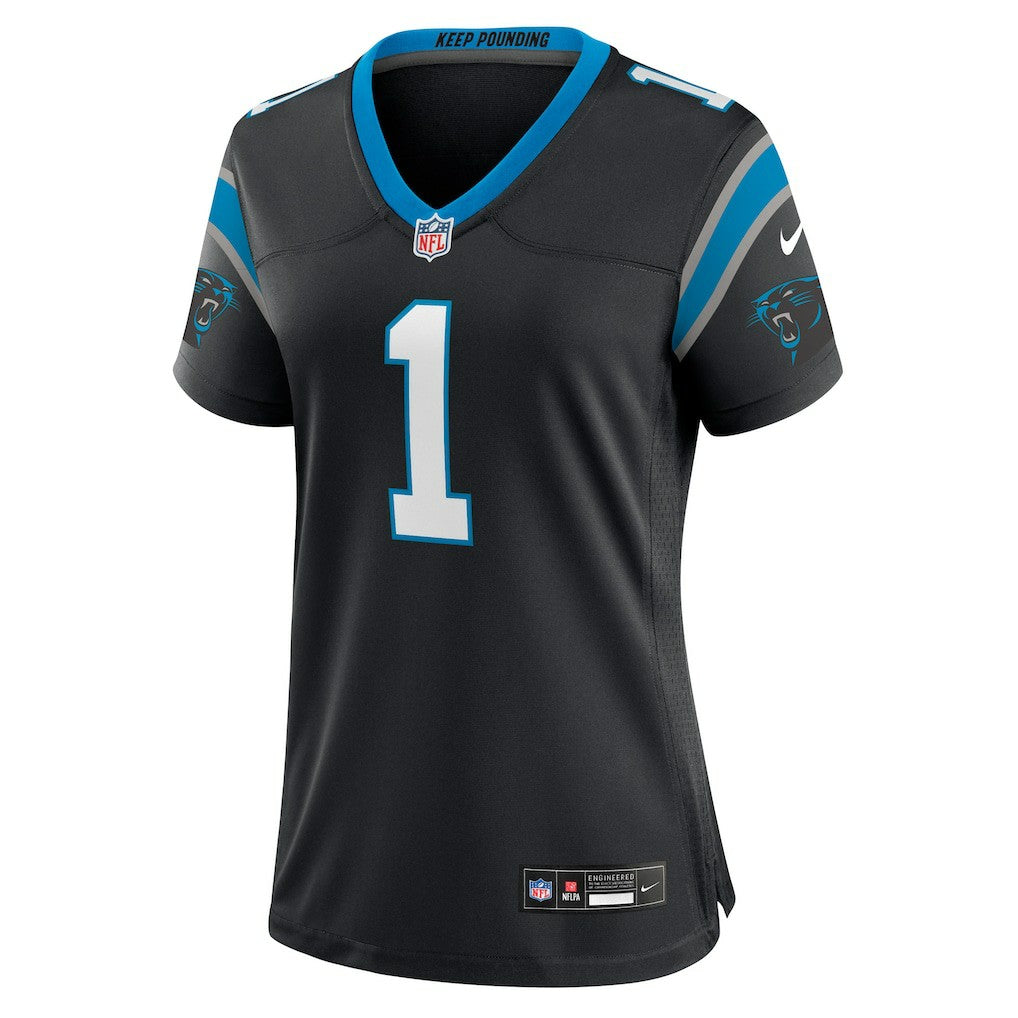 Number 1 Bride Carolina Panthers Women's Game Jersey Black