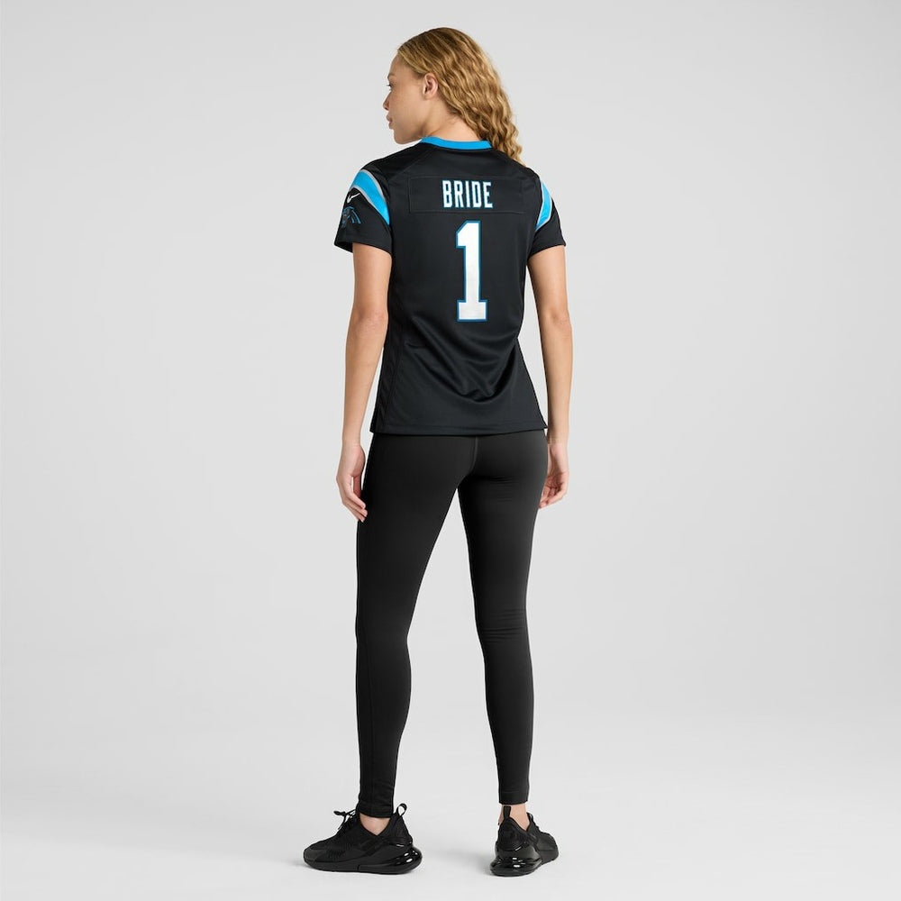 Number 1 Bride Carolina Panthers Women's Game Jersey Black