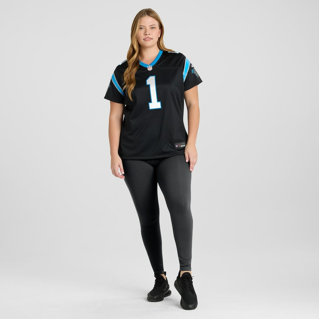 Number 1 Bride Carolina Panthers Women's Game Jersey Black