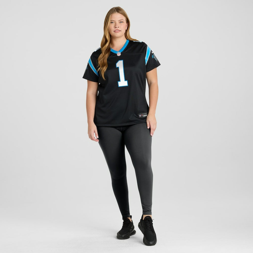 Number 1 Bride Carolina Panthers Women's Game Jersey Black