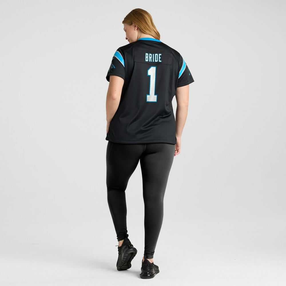 Number 1 Bride Carolina Panthers Women's Game Jersey Black