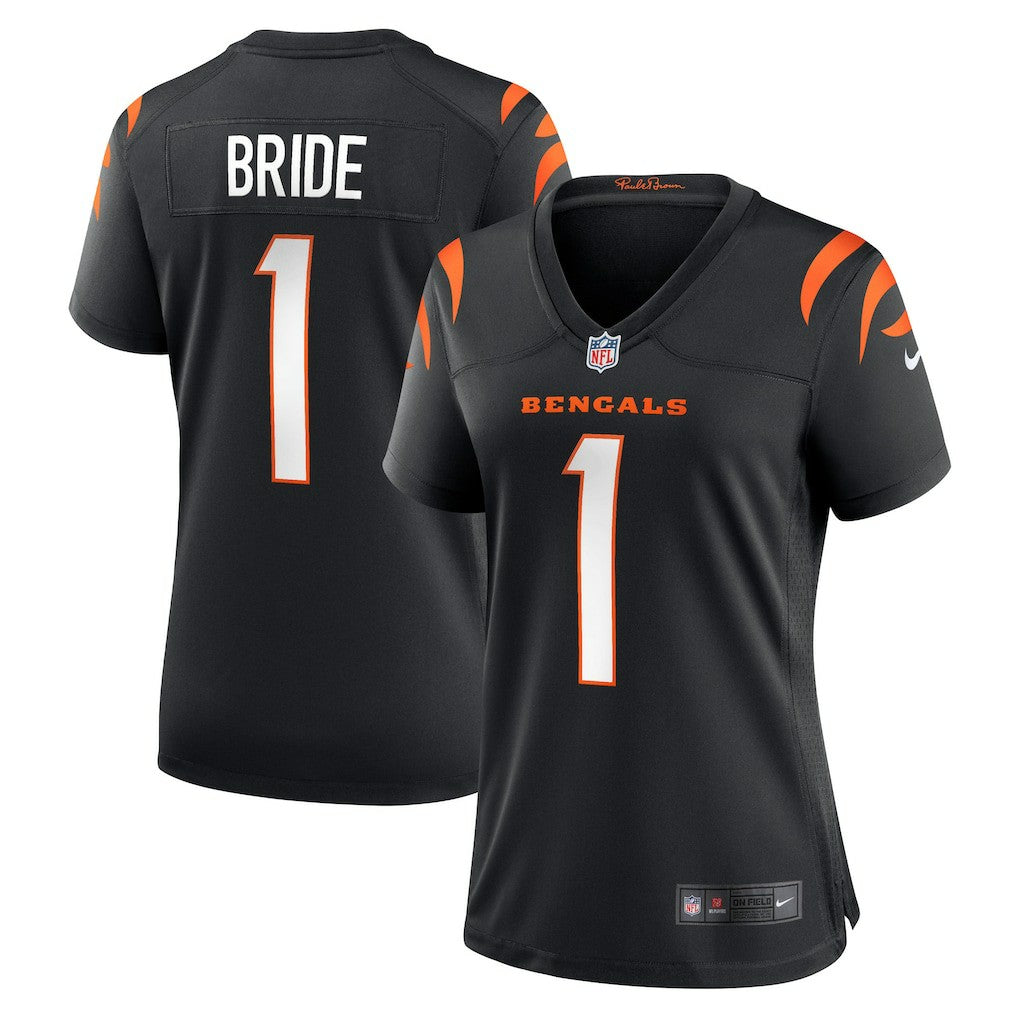 Number 1 Bride Cincinnati Bengals Women's Game Jersey Black