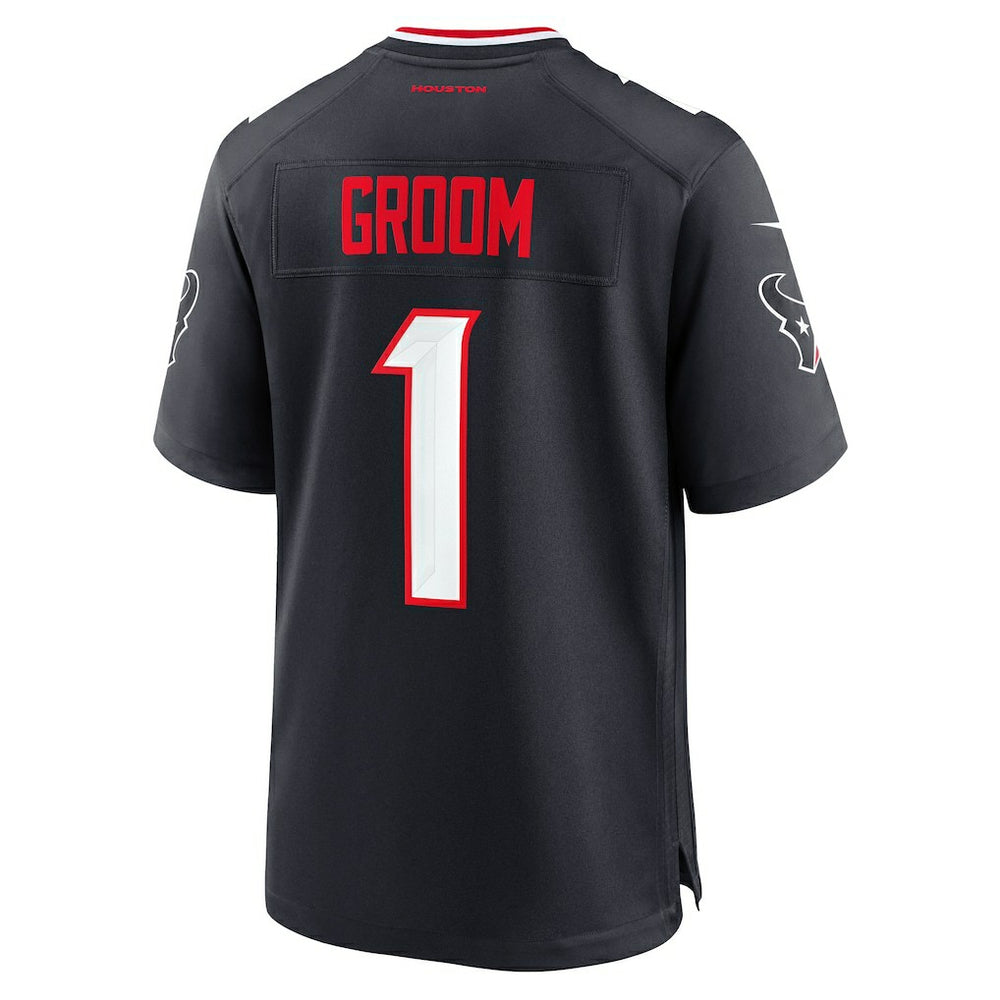 Number 1 Groom Houston Texans Game Jersey Navy