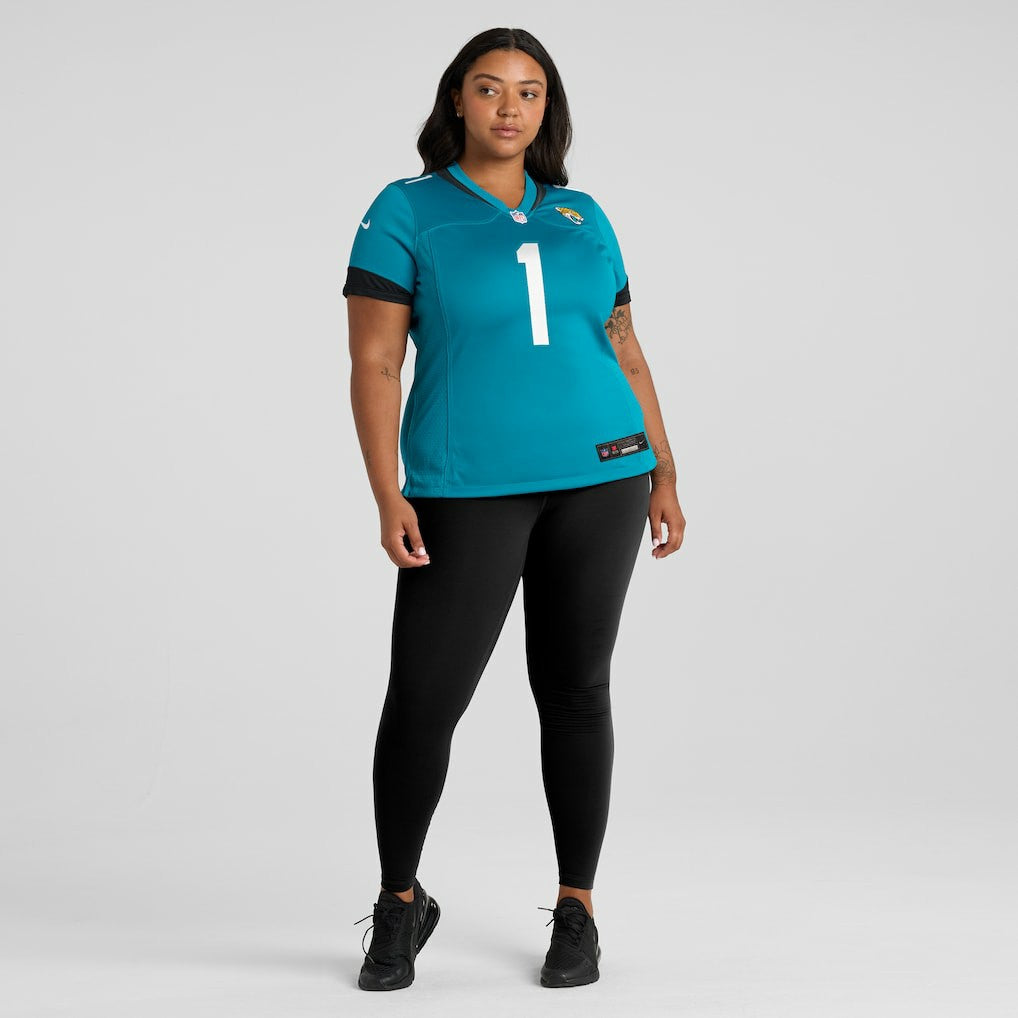 Number 1 Bride Jacksonville Jaguars Women's Game Jersey Teal