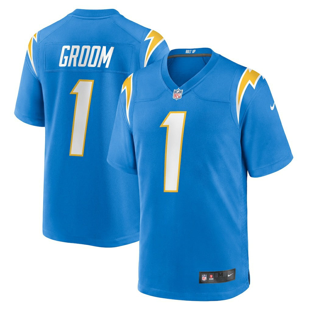 Number 1 Groom Los Angeles Chargers Game Jersey Powder Blue