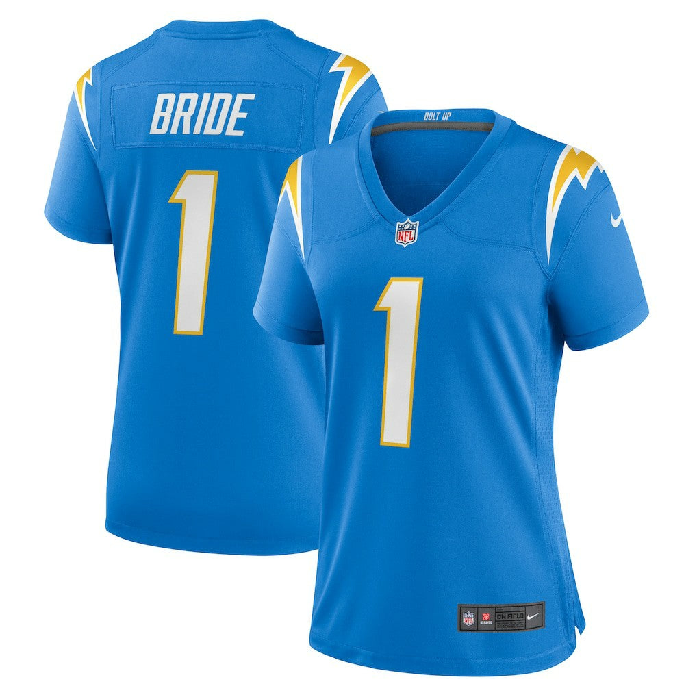 Number 1 Bride Los Angeles Chargers Women's Game Jersey Powder Blue