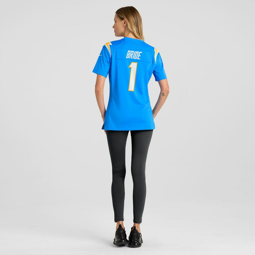Number 1 Bride Los Angeles Chargers Women's Game Jersey Powder Blue
