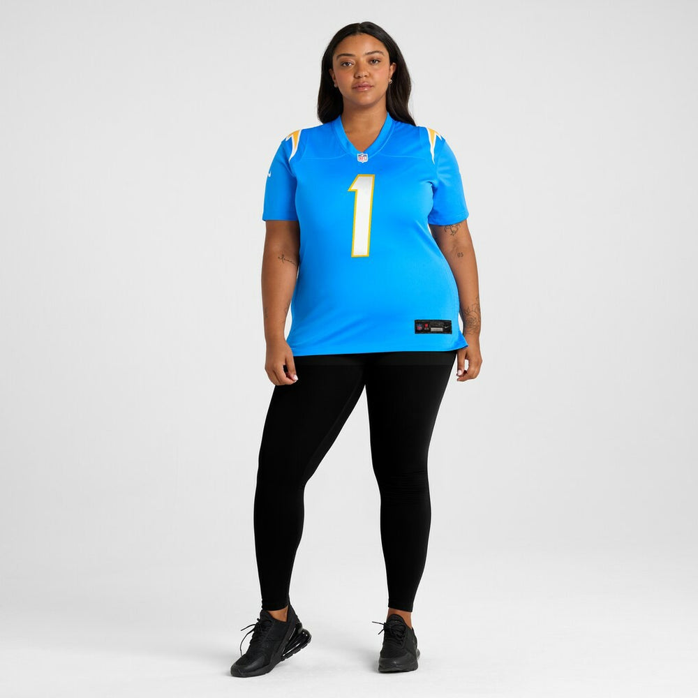 Number 1 Bride Los Angeles Chargers Women's Game Jersey Powder Blue