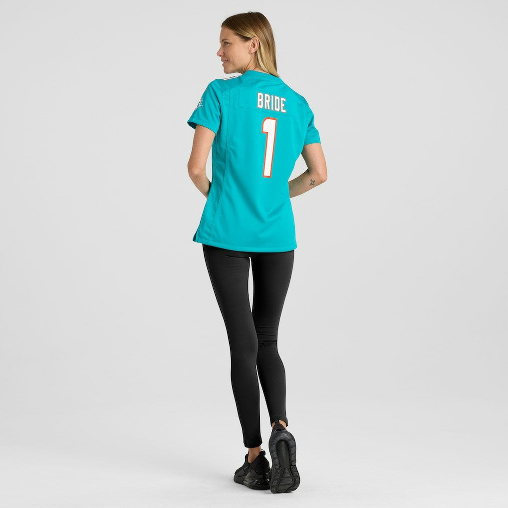 Number 1 Bride Miami Dolphins Women's Game Jersey Aqua