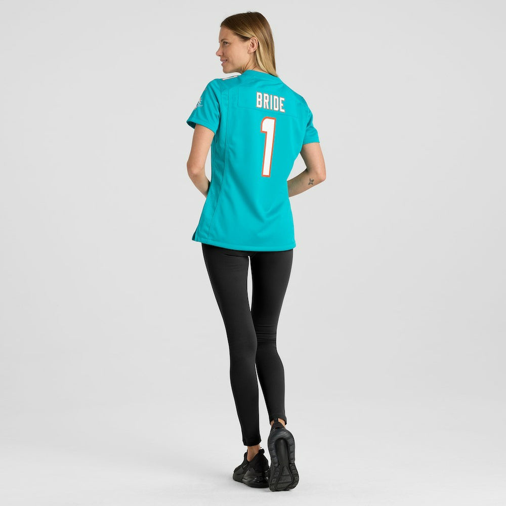 Number 1 Bride Miami Dolphins Women's Game Jersey Aqua