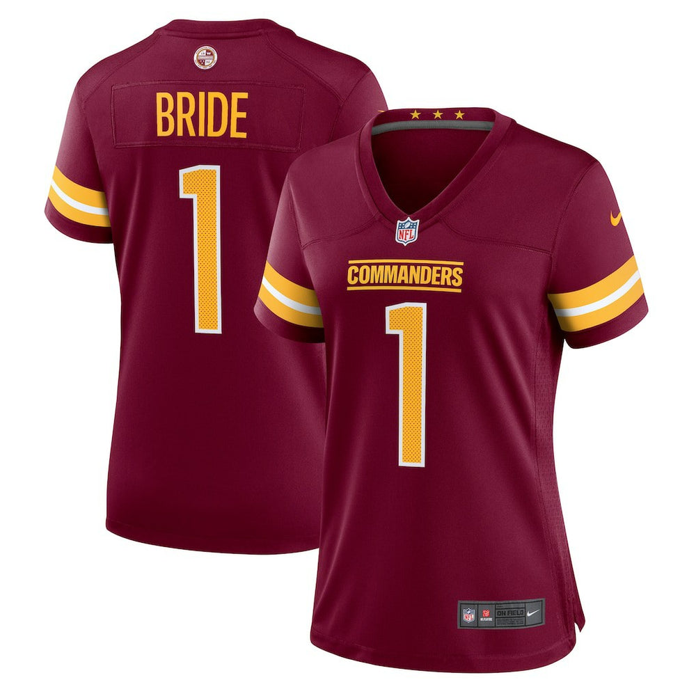 Number 1 Bride Washington Commanders Women's Game Jersey Burgundy