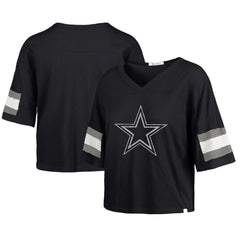 Dallas Cowboys '47 Women's Double Header Scout Cropped V-Neck T-Shirt Navy