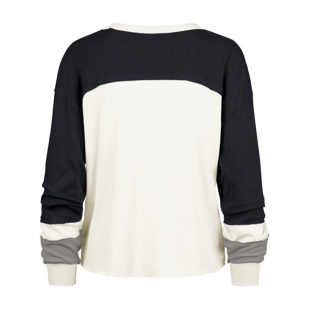 Dallas Cowboys '47 Women's Double Header Curve Raglan Long Sleeve Crop Top Cream
