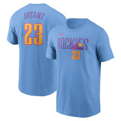 Kris Bryant Colorado Rockies Nike 2025 City Connect Fuse Name & Number T-Shirt - Light Blue T-shirts