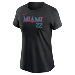 Sandy Alcantara Miami Marlins Nike Women's 2025 City Connect Fuse Name & Number T-Shirt - Black T-shirts