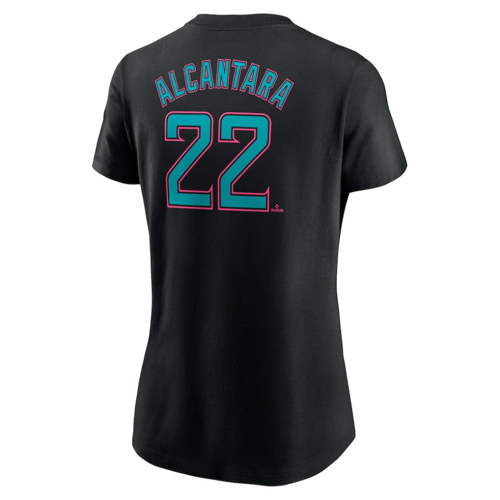 Sandy Alcantara Miami Marlins Nike Women's 2025 City Connect Fuse Name & Number T-Shirt - Black T-shirts
