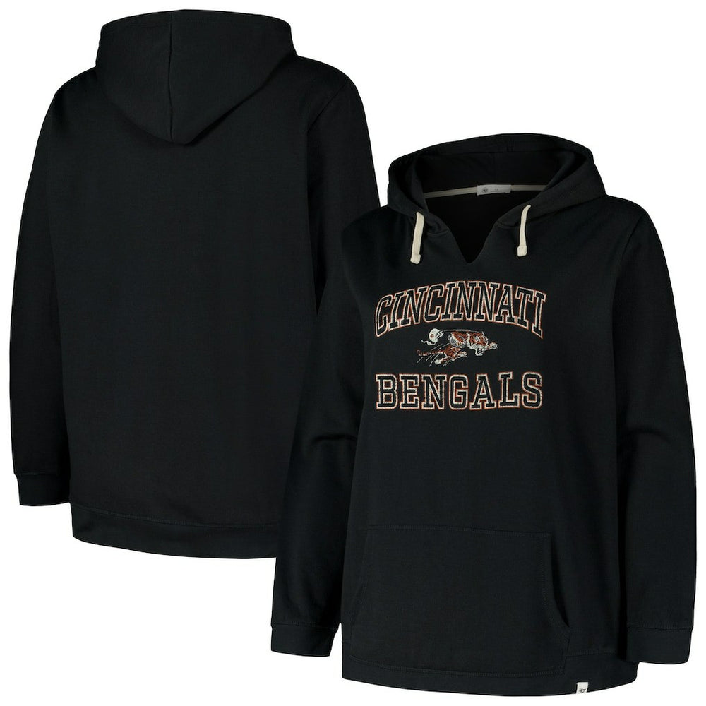 Cincinnati Bengals '47 Women's Plus Size Clarity Kennedy Pullover Hoodie Black