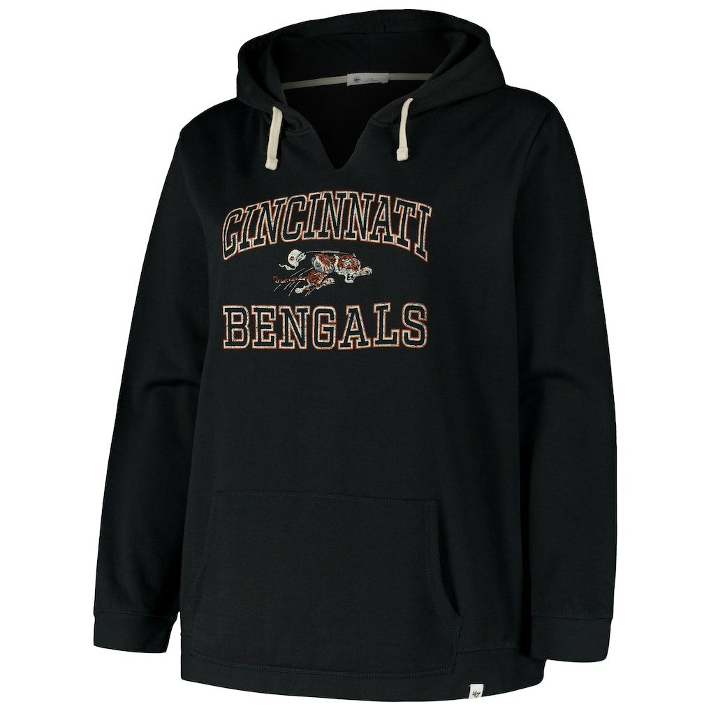 Cincinnati Bengals '47 Women's Plus Size Clarity Kennedy Pullover Hoodie Black