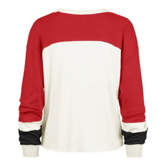 San Francisco 49ers '47 Women's Plus Size Double Header Curve Toni Long Sleeve T-Shirt Cream/Scarlet