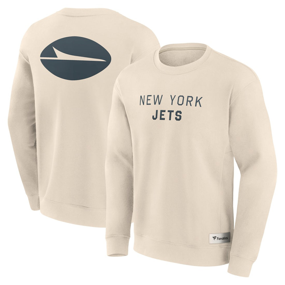 New York Jets Elements Future Ground Lettering Pullover Sweatshirt Cream