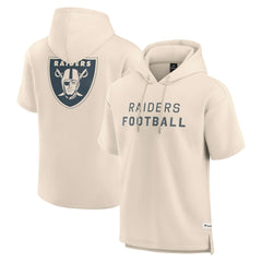 Las Vegas Raiders Elements Future Ground Lettering Short Sleeve Pullover Hoodie Cream