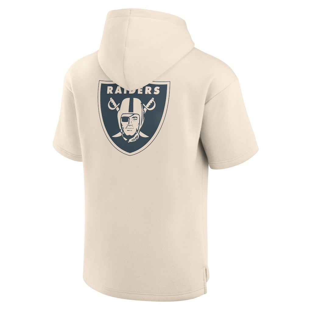Las Vegas Raiders Elements Future Ground Lettering Short Sleeve Pullover Hoodie Cream