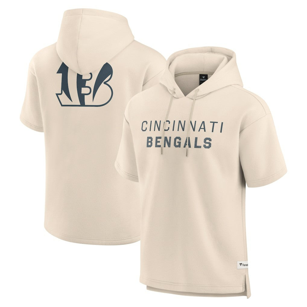 Cincinnati Bengals Elements Future Ground Lettering Short Sleeve Pullover Hoodie Cream