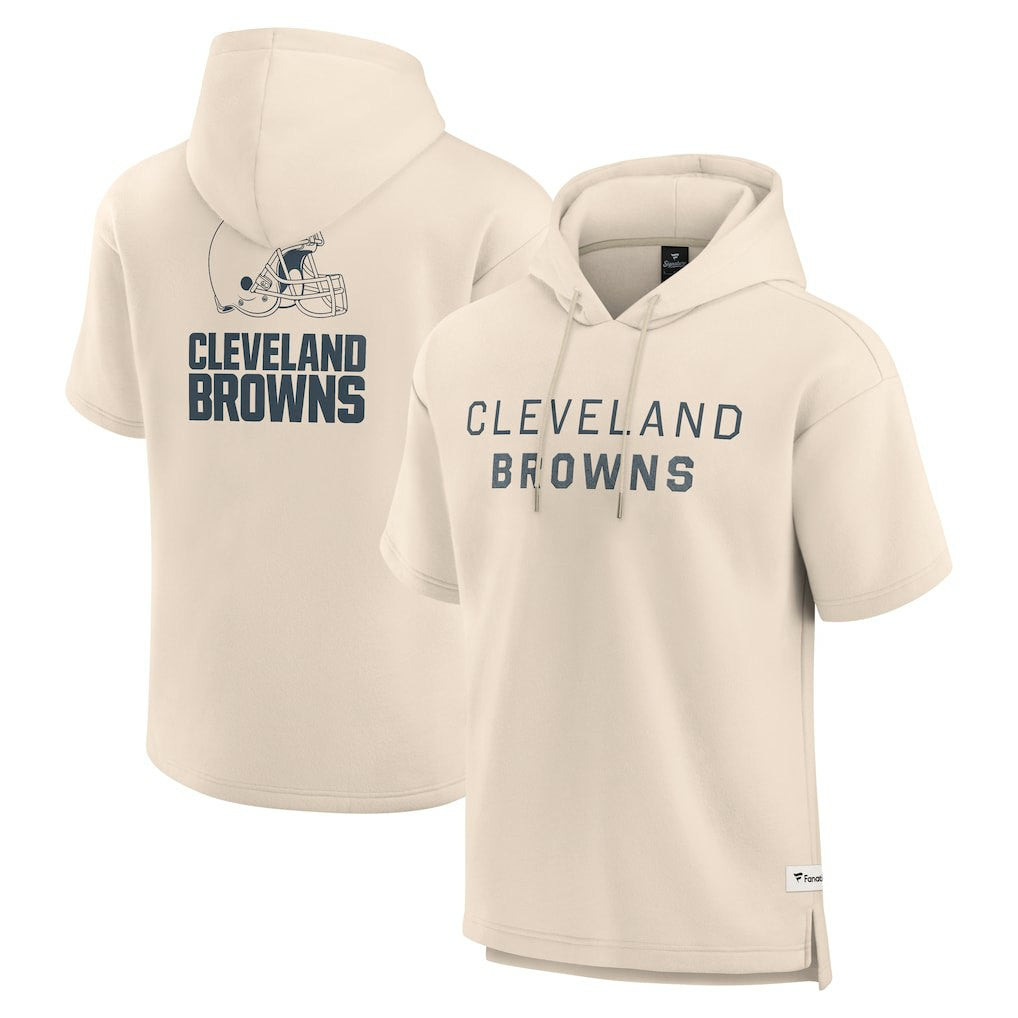 Cleveland Browns Elements Future Ground Lettering Short Sleeve Pullover Hoodie Cream