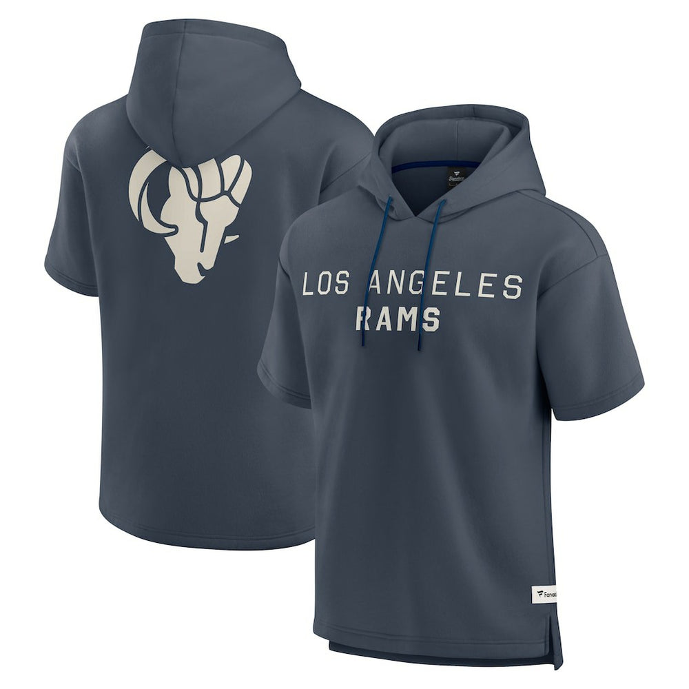 Los Angeles Rams Elements Future Ground Lettering Short Sleeve Pullover Hoodie Navy