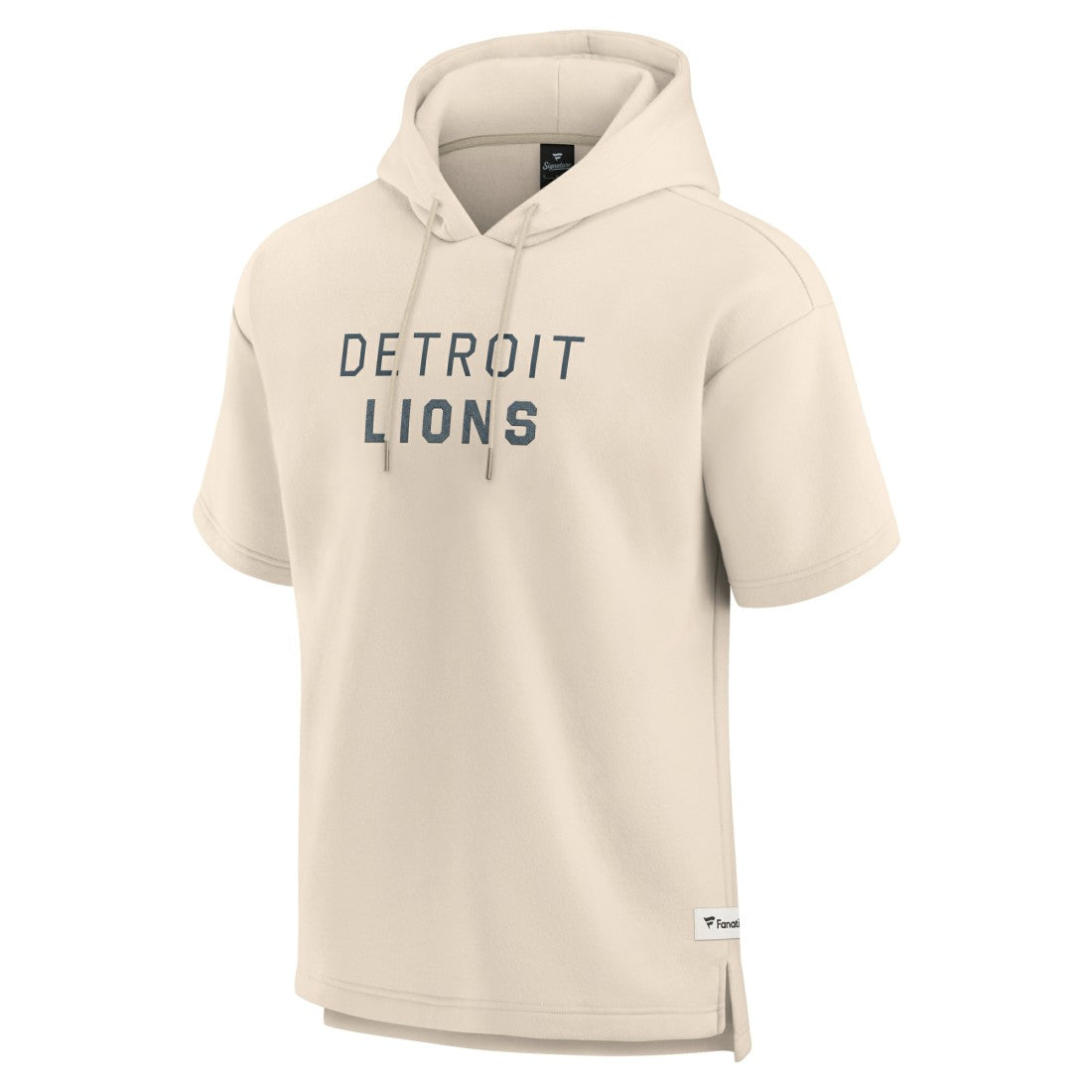 Detroit Lions Elements Future Ground Lettering Short Sleeve Pullover Hoodie Cream