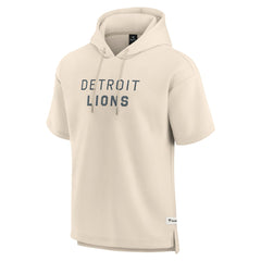 Detroit Lions Elements Future Ground Lettering Short Sleeve Pullover Hoodie Cream
