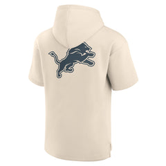 Detroit Lions Elements Future Ground Lettering Short Sleeve Pullover Hoodie Cream