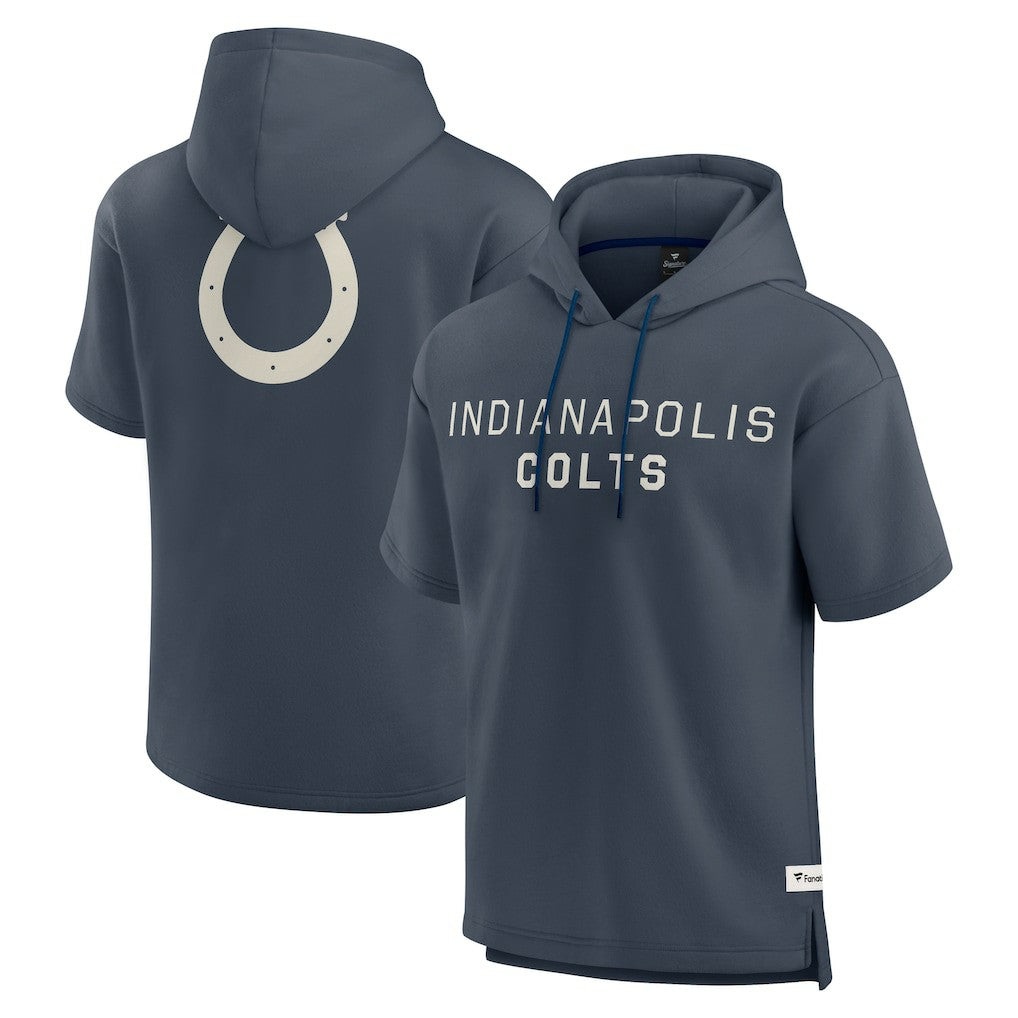 Indianapolis Colts Elements Future Ground Lettering Short Sleeve Pullover Hoodie Navy