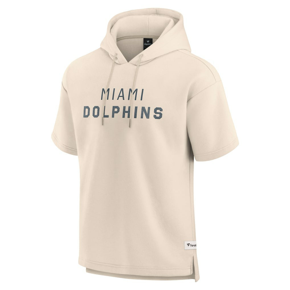 Miami Dolphins Elements Future Ground Lettering Short Sleeve Pullover Hoodie Cream