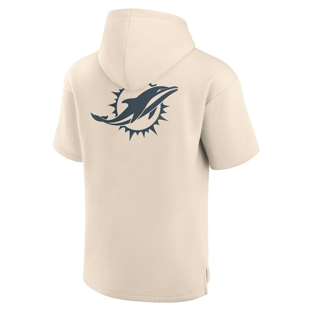 Miami Dolphins Elements Future Ground Lettering Short Sleeve Pullover Hoodie Cream