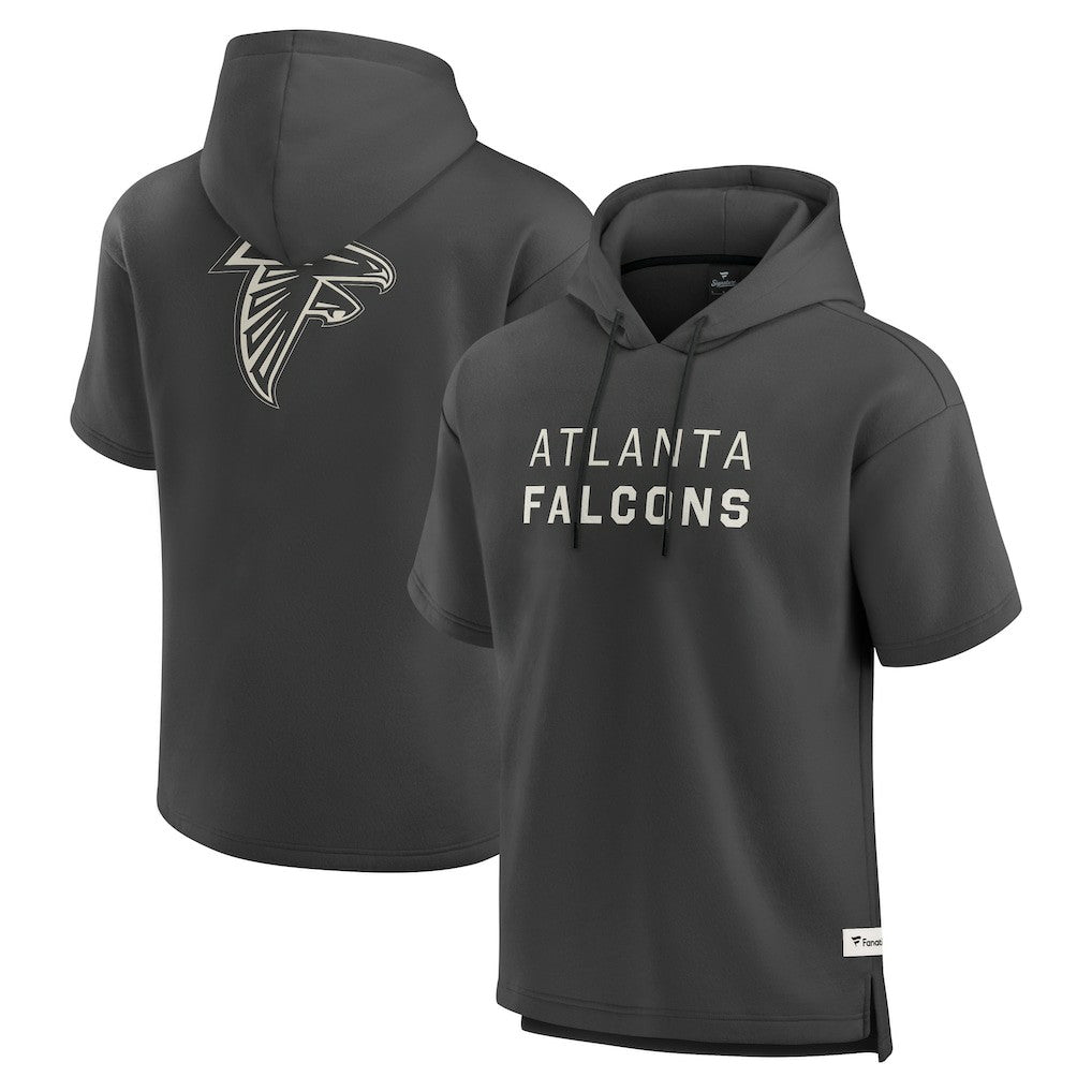 Atlanta Falcons Elements Future Ground Lettering Short Sleeve Pullover Hoodie Charcoal