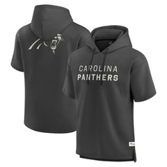 Carolina Panthers Elements Future Ground Lettering Short Sleeve Pullover Hoodie Charcoal