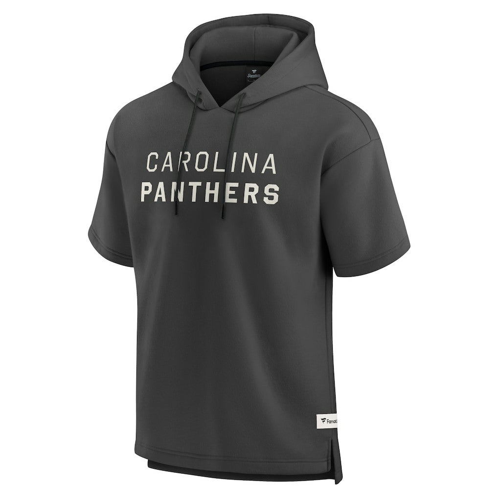 Carolina Panthers Elements Future Ground Lettering Short Sleeve Pullover Hoodie Charcoal